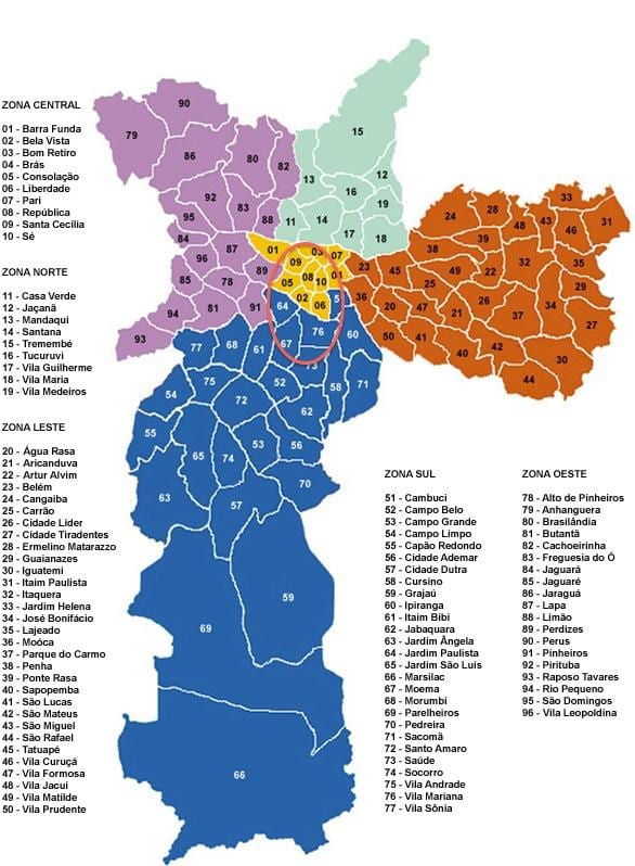 Сан-Паўлу муніцыпалітэтаў карце