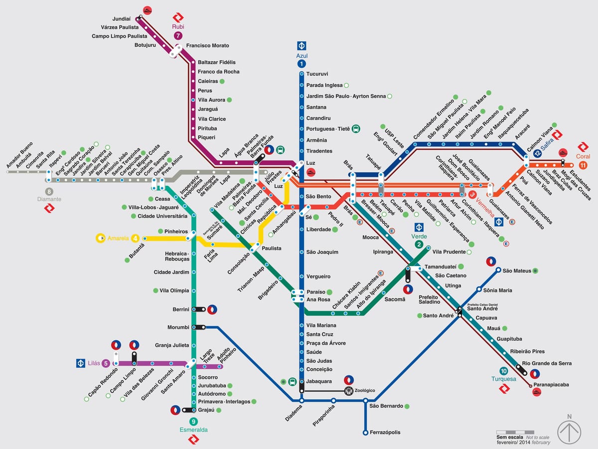 карта метро Сан-Паўлу